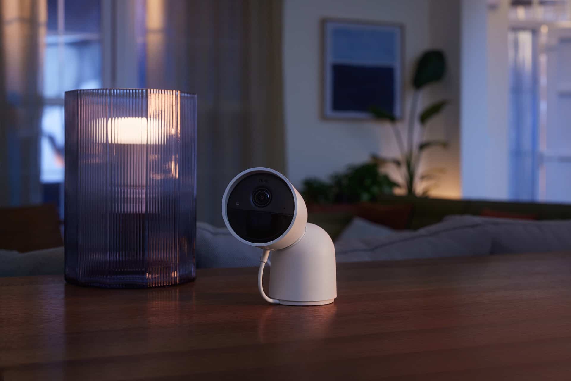 Philips Hue secure camera in a living room