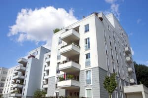 modern town houses, apartment buildings