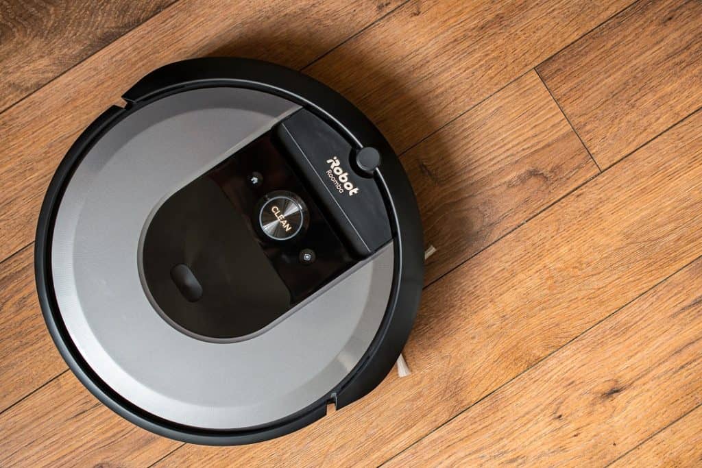 iRobot Roomba on a wood floor