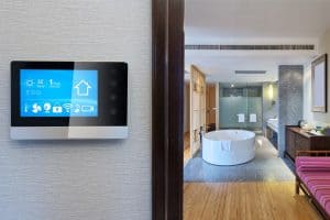 smart screen with smart home and modern bathroom