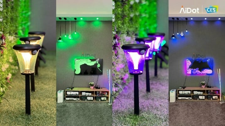 AiDot demo at CES 2024. Smart outdoor lights and indoor lights / living room.