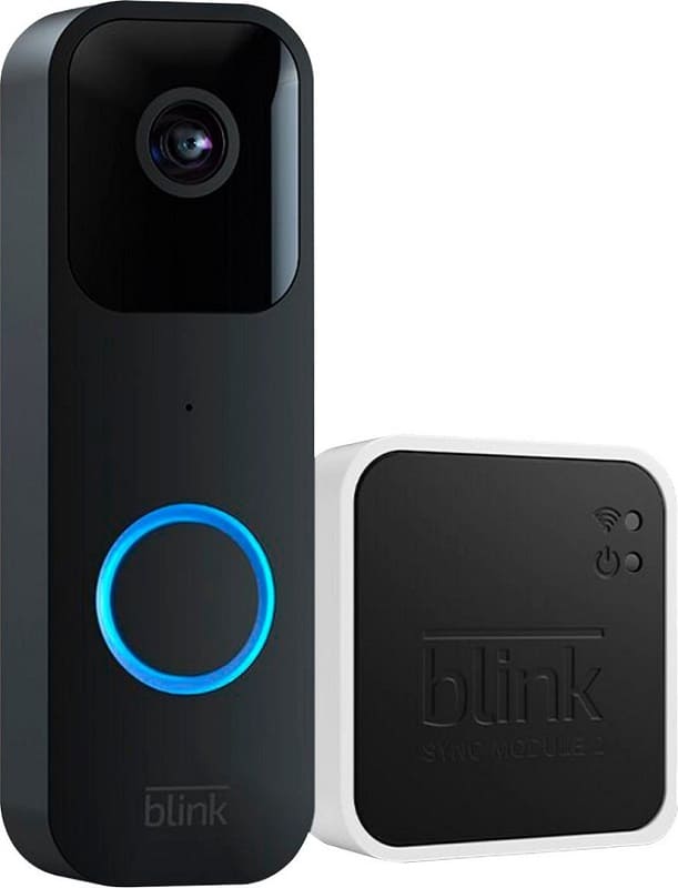 Blink – Smart Wifi Video Doorbell – Wired/Battery Operated with Sync Module 2 – Black
