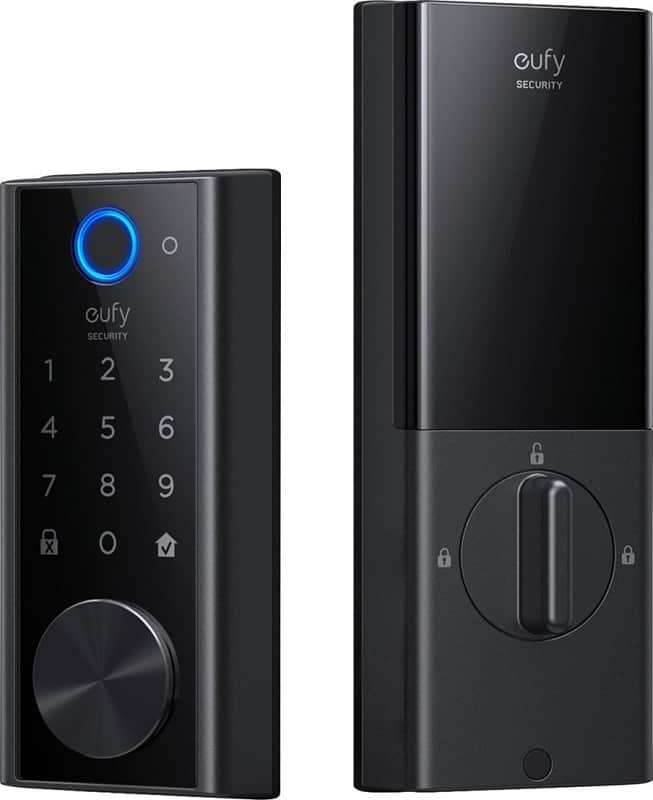 Eufy smart doorlock with app, keypad, and biometric access.