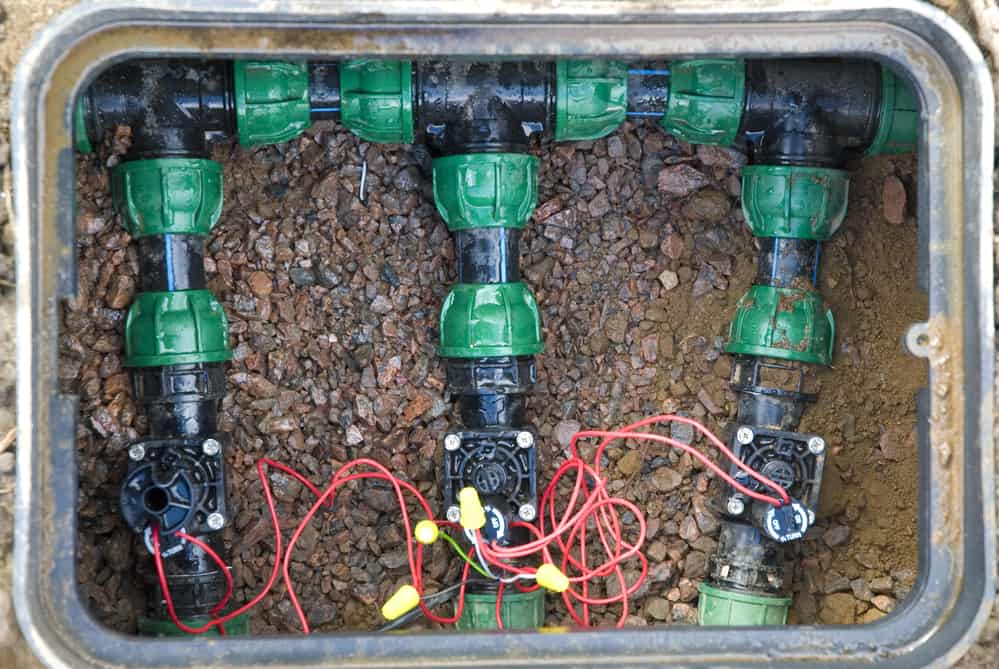 irrigation valve box with three valves
