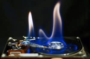 Hard drive on fire