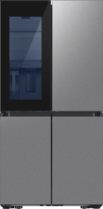 Samsung - Bespoke 23 Cu. Ft. 4-Door Flex French Door Counter Depth Refrigerator with Beverage Zone and Auto Open Door - Stainless Steel