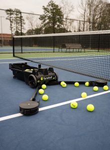 Tennibot on a tennis court