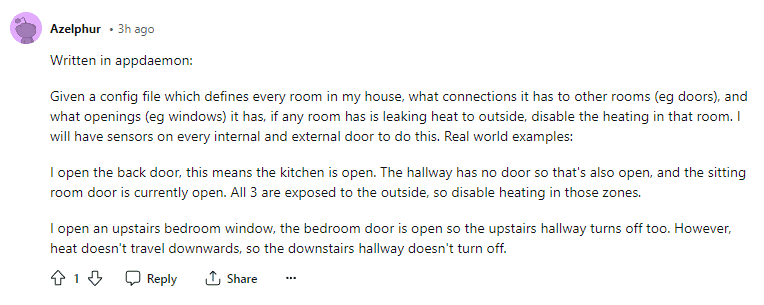 u/Azelphur's post about their complex smart home automation