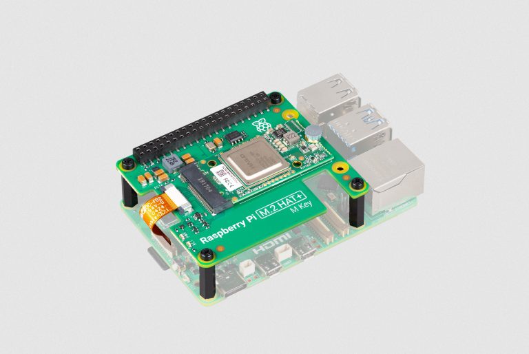 Raspberry Pi 5 wearing new AI HAT