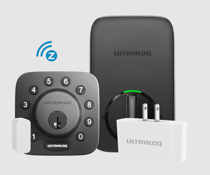 XThings U-Bolt Lock with Z-wave symbol and wireless bridge.