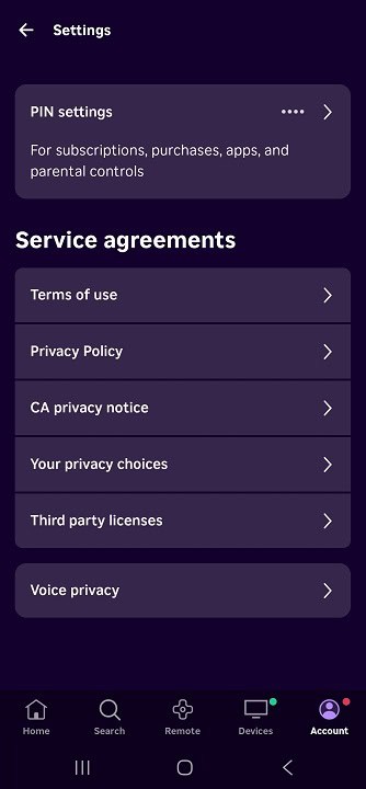 Roku Settings Page Screenshot