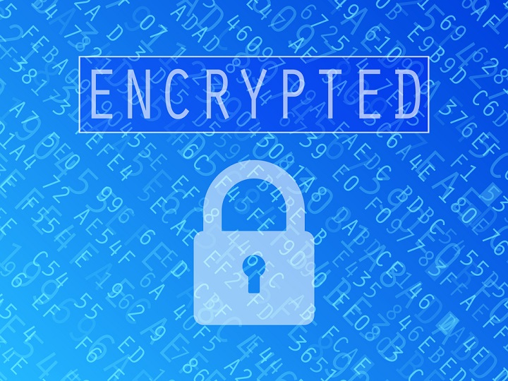 Hexadecimal numbers and letters with padlock symbol and Encrypted text vector background