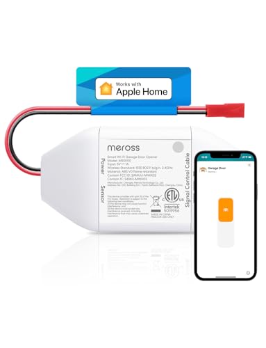 meross Smart Garage Door Opener Remote, Compatible with Apple HomeKit, Amazon Alexa, Google Assistant, SmartThings, Siri, CarPlay and Android, Universal WiFi Garage Controller, No Hub Required