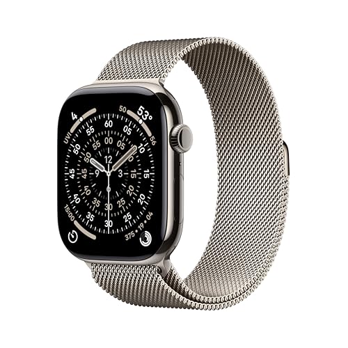 Apple Watch Series 11 [GPS + Cellular 46mm] Smartwatch with Natural Titanium Case with Natural Milanese Loop – M/L. Sleep Score, Fitness Tracker, Health Monitoring, Always-On Display, Water Resistant