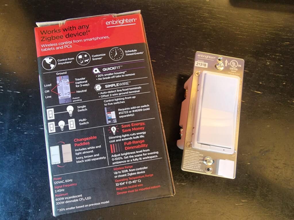 Enbrighten Zigbee Dimmer Switch back package