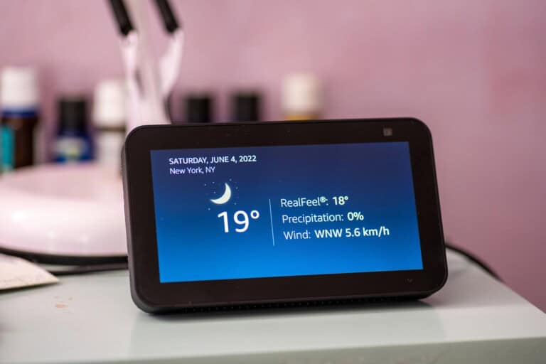 Closeup of Amazon Alexa Show on a desk