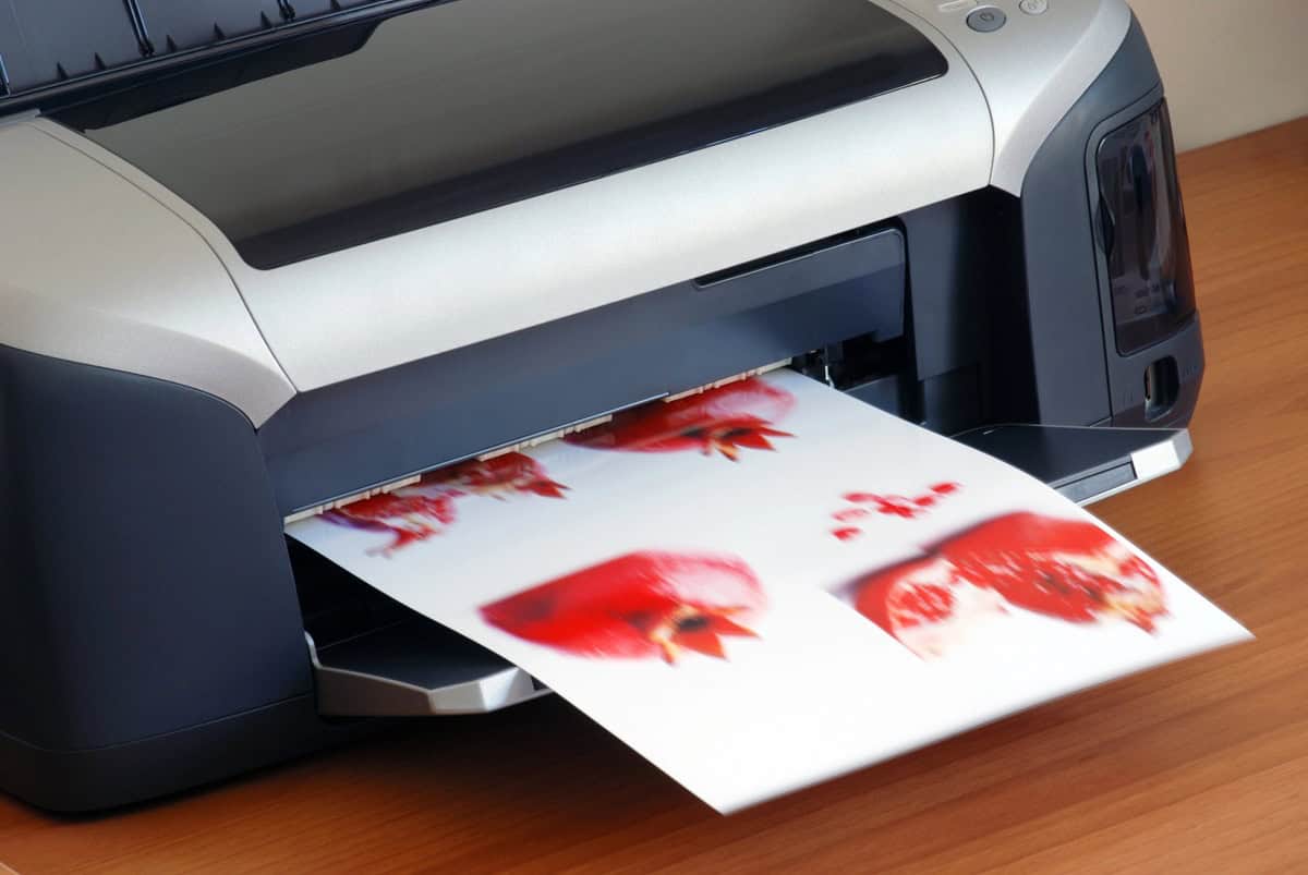 Printer printing image of pomegranates