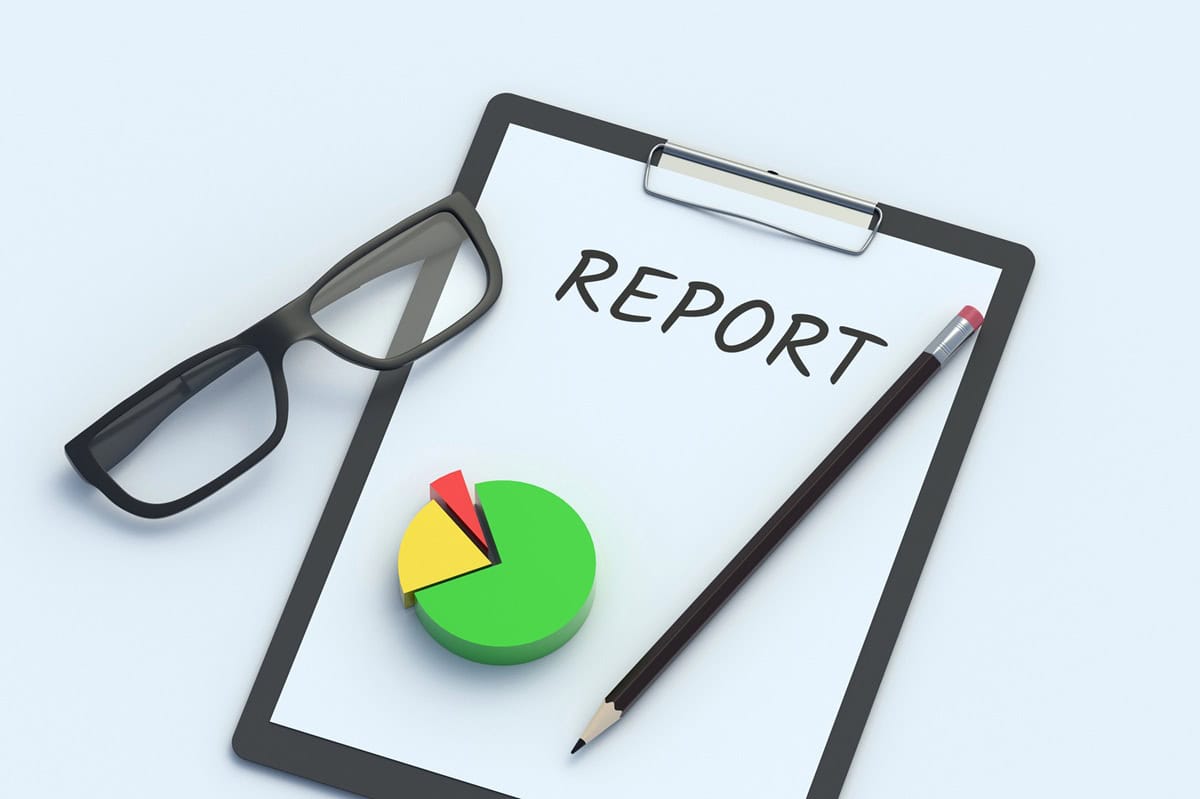 Report is written on clipboard on workplace. Business concept. 3d render